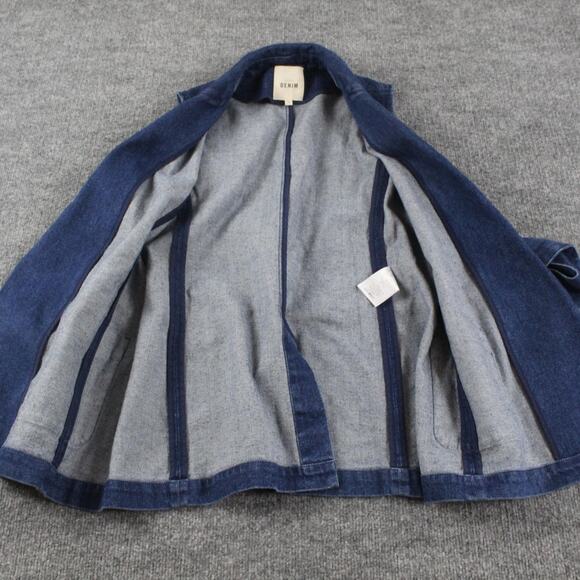 Sezane Jacket Small Antonina Vest Denim Blazer Belted Sleeveless Waistcoat Blue - Picture 7 of 10
